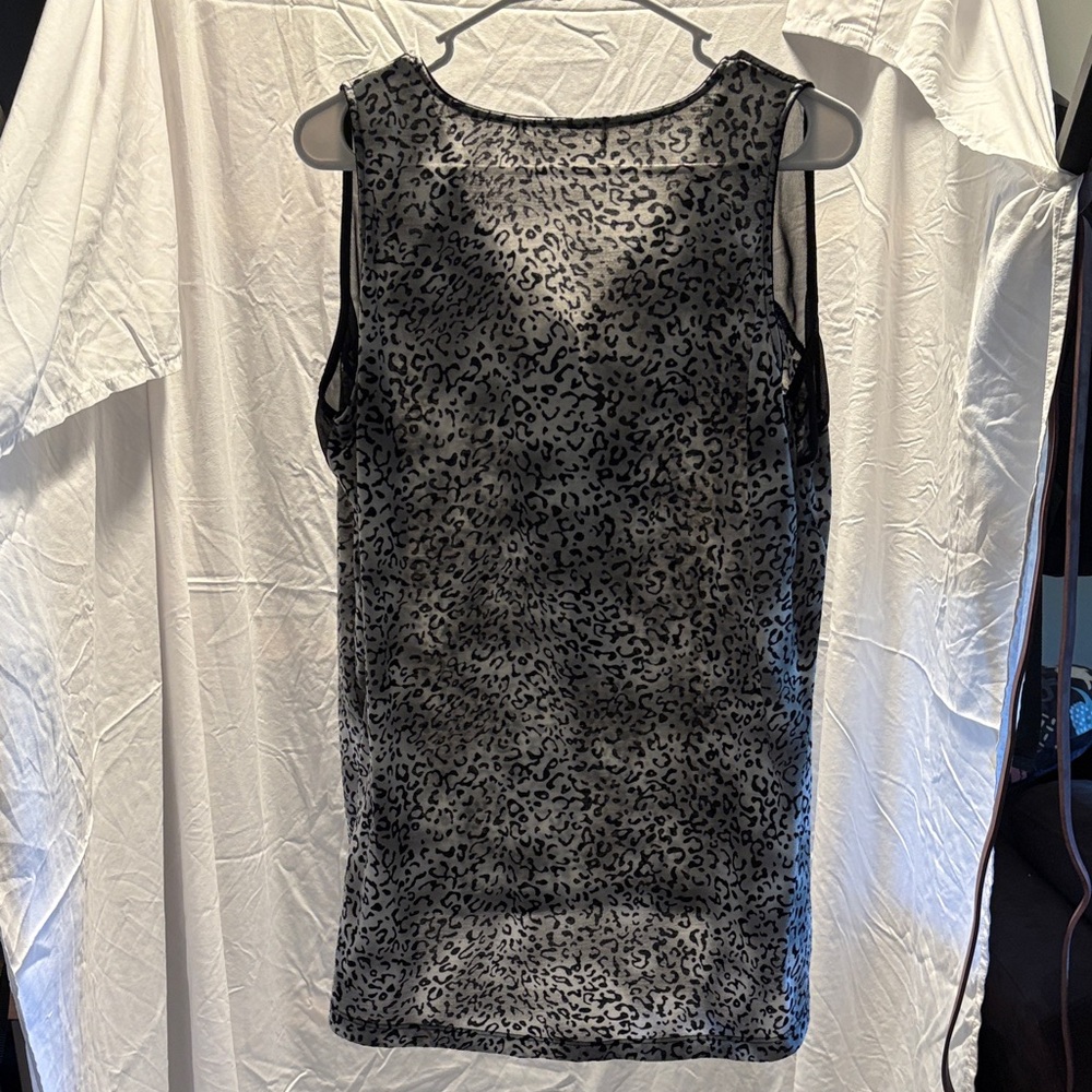 Sheer Black Leopard Print Women's Top - Picture 2 of 2